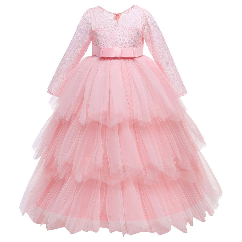 Sugar Rush - Laced Full Sleeves Party Dress - Pink