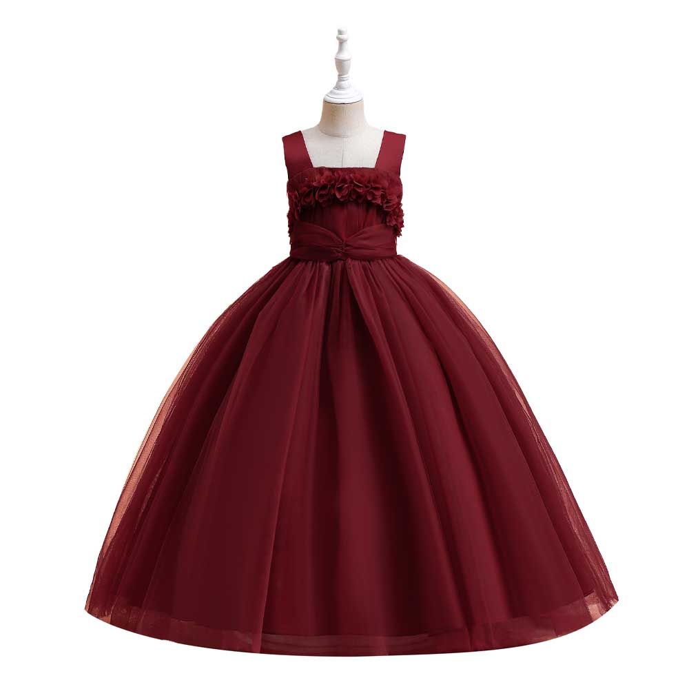 Sugar Rush - Solid Round Neck Sleeveless Party Gown - Maroon