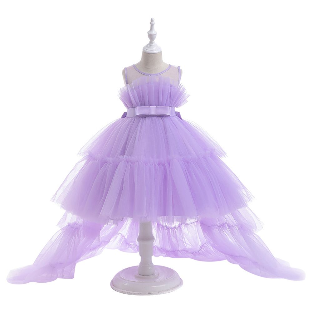 Sugar Rush - Solid Round Neck Sleeveless Party Dress - Purple