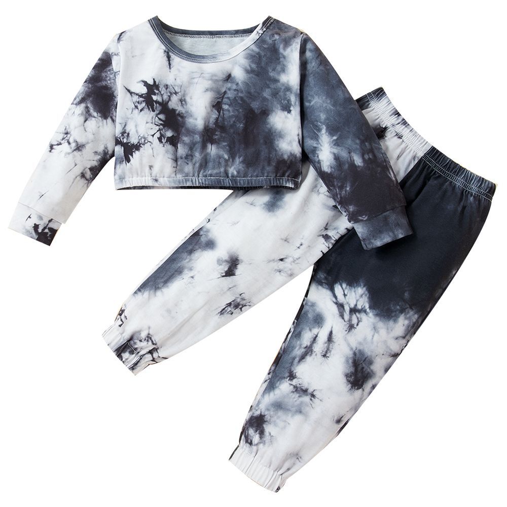 Sugar Rush - Tie & Dye Top & Bottom Set - Grey