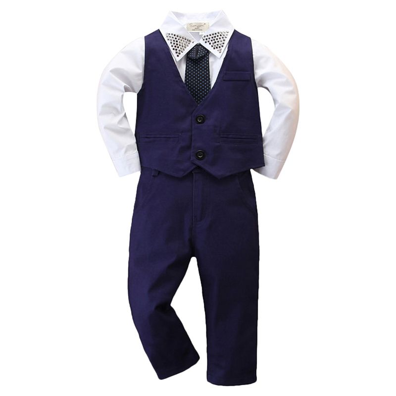 Sugar Rush - 3pc-set - Solid Full Sleeves Party Wear - Navy Blue