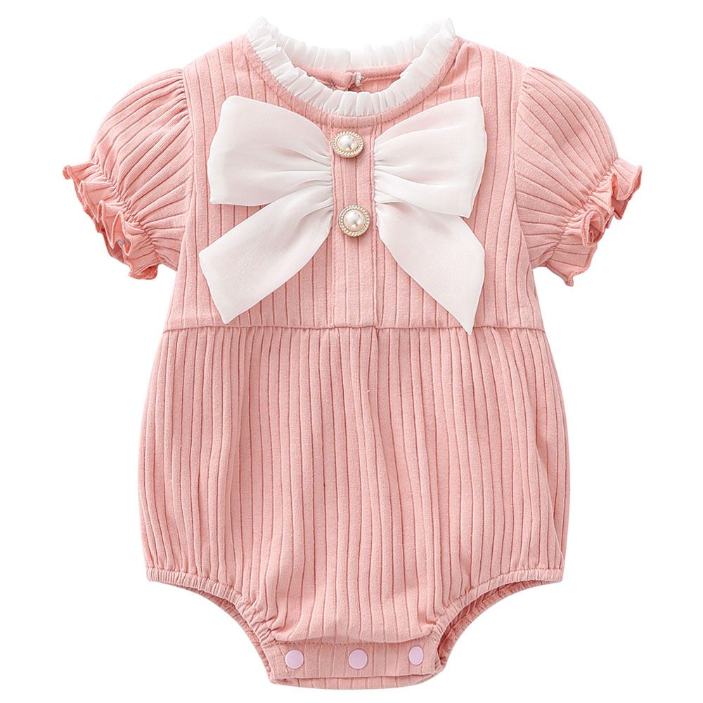 Sugar Rush - Appliqued Round Neck Bodysuit - Light Pink