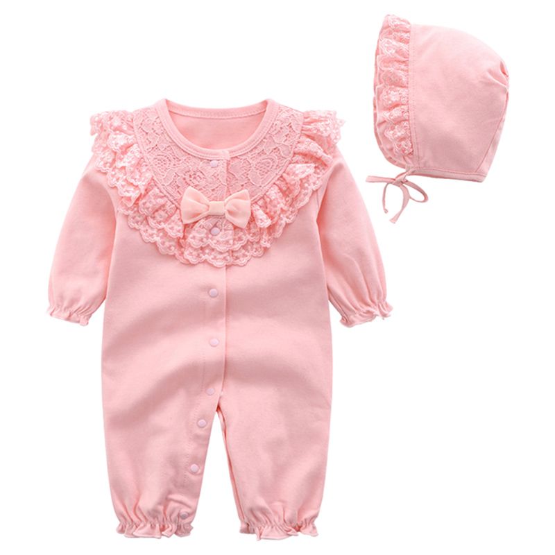 Sugar Rush - Laced Round Neck Full Sleeves Jumpsuit - Pink