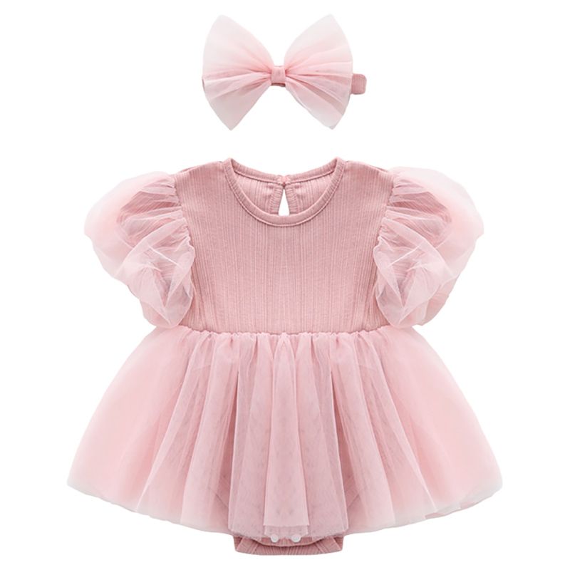 Sugar Rush - Girls Solid Round Neck Bodysuit - Pink