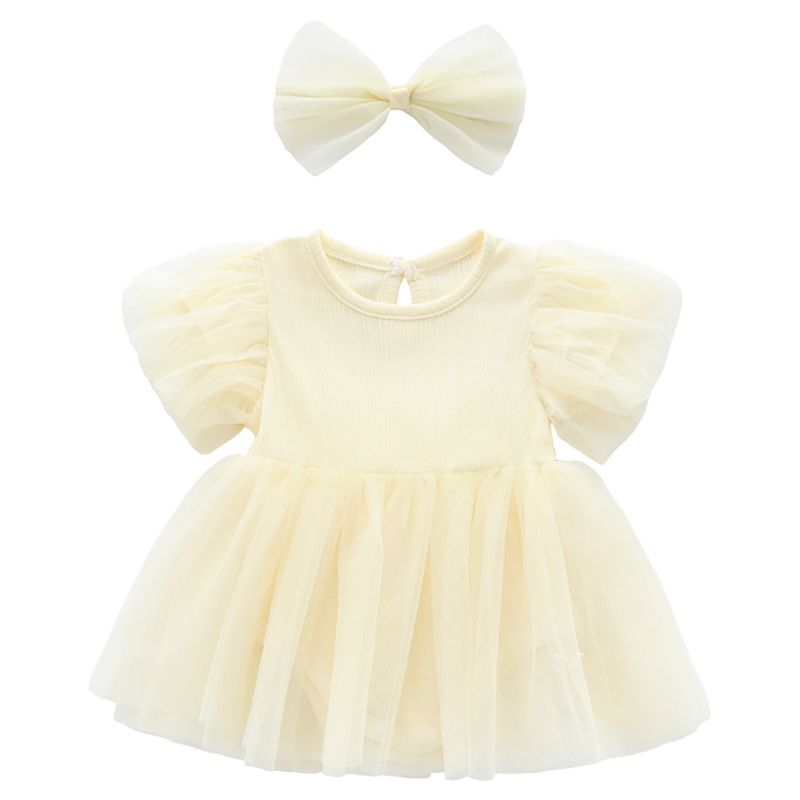 Sugar Rush - Girls Solid Round Neck Bodysuit - Yellow