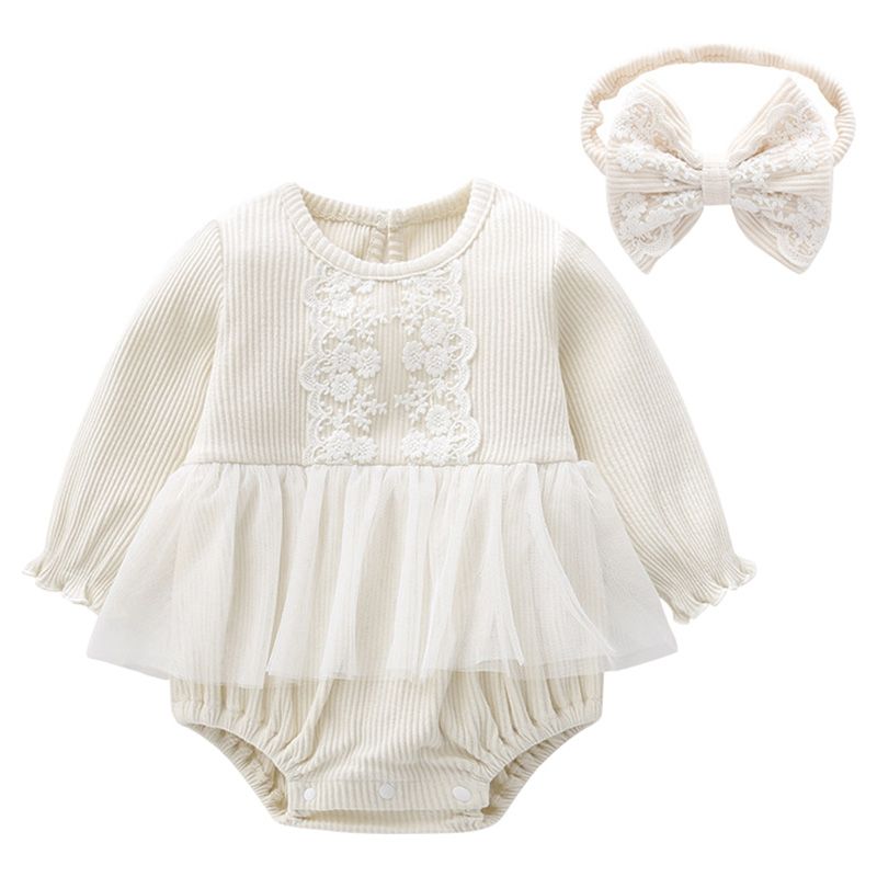 Sugar Rush - Laced Round Neck Full Sleeves Bodysuit - White