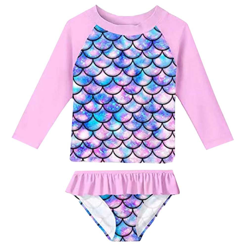 Sugar Rush - 2pc-Set - Full Sleeves Printed Swimwear - Pink 