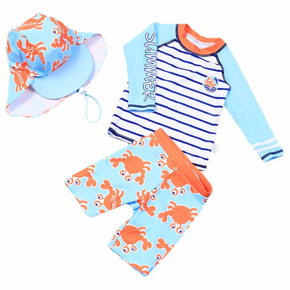 Sugar Rush - 3pc-Set - Printed Full Sleeves Swimwear & Cap