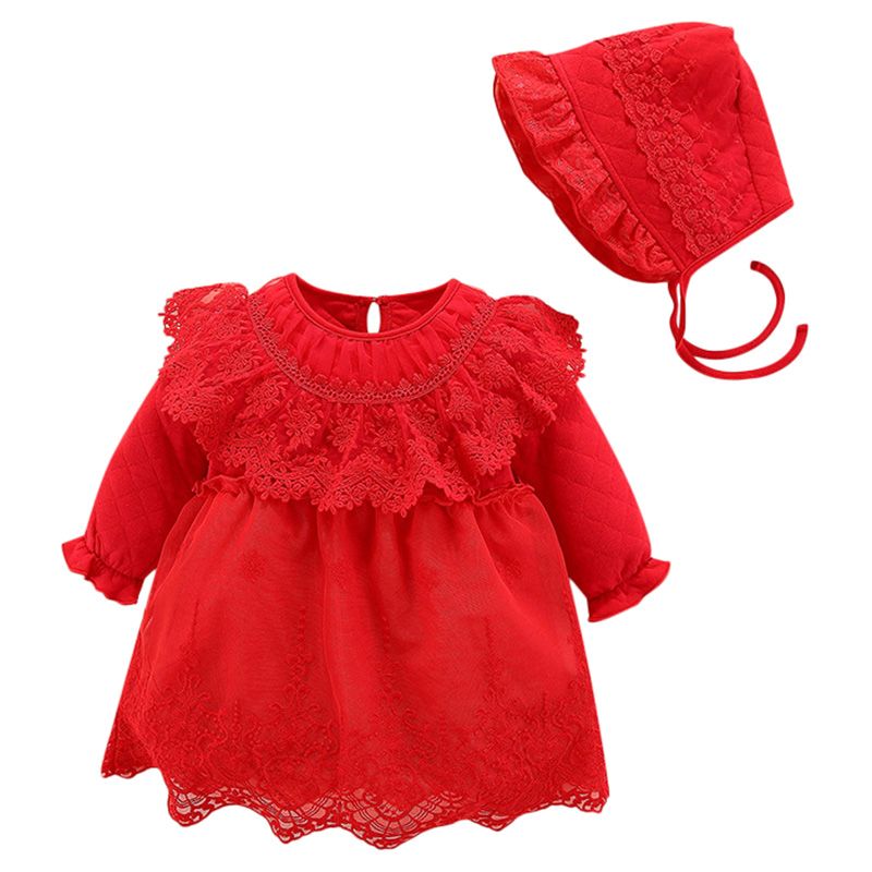 Sugar Rush - Round Neck Laced Romper - Red