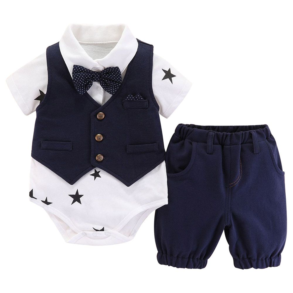 Sugar Rush - Stars Printed Classic Combo Set - Navy_3m-24m