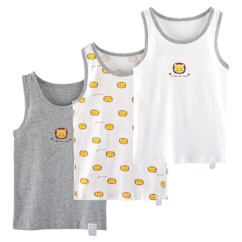 Sugar Rush - Lion Printed Vests Pack Of 3 - White/Grey