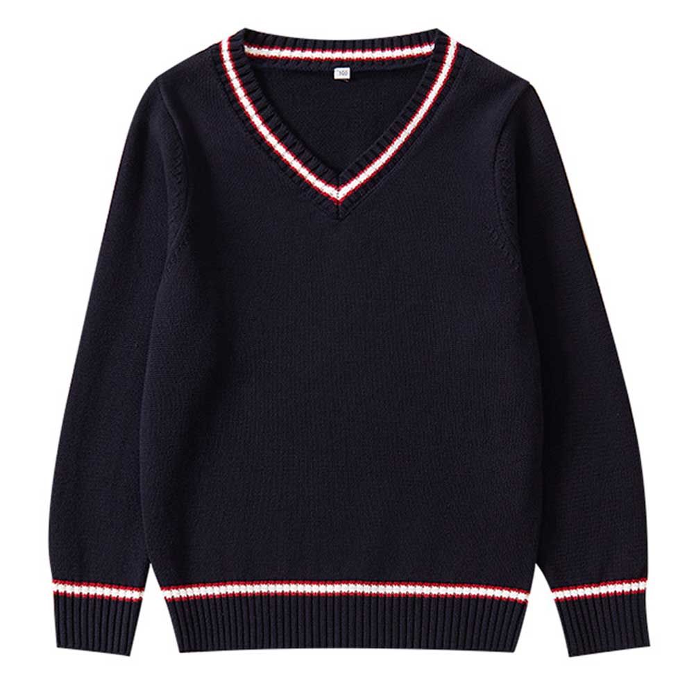 Sugar Rush - Solid V-Neck Full Sleeves Sweater - Navy Blue