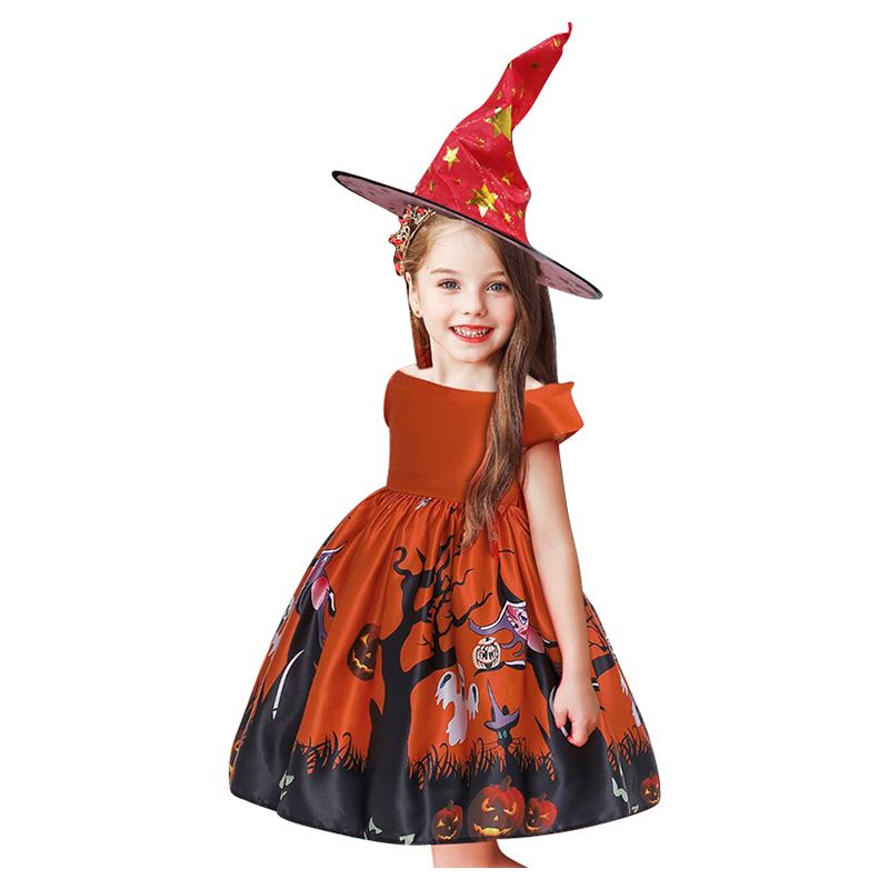 Super Cute - Halloween Printed Party Dress - Red