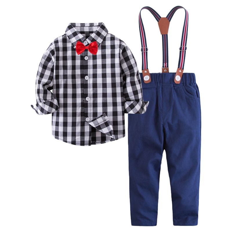 Sugar Rush - Boys Checked Black & Blue Top & Bottom Set