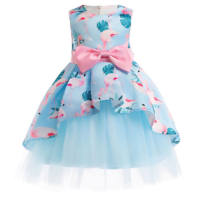 Sugar Rush - Flamingo Bow Waist Party Dress - Blue