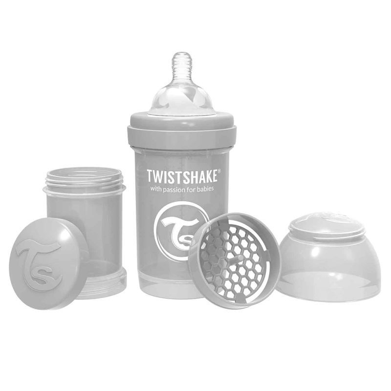 Twistshake - Anti-Colic Feeding Bottle 180ml - Pastel Grey