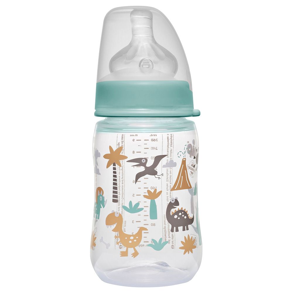 Nip - Wide-Neck Bottle Teat-M Silicone Green Dino 260ml