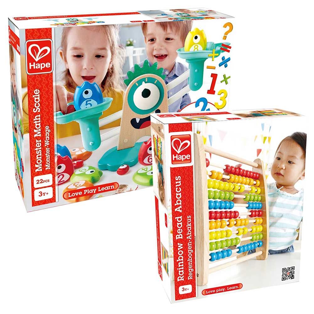 Hape - Learn to Count w/ Math Weighing Scale 22pcs & Rainbow Abacus