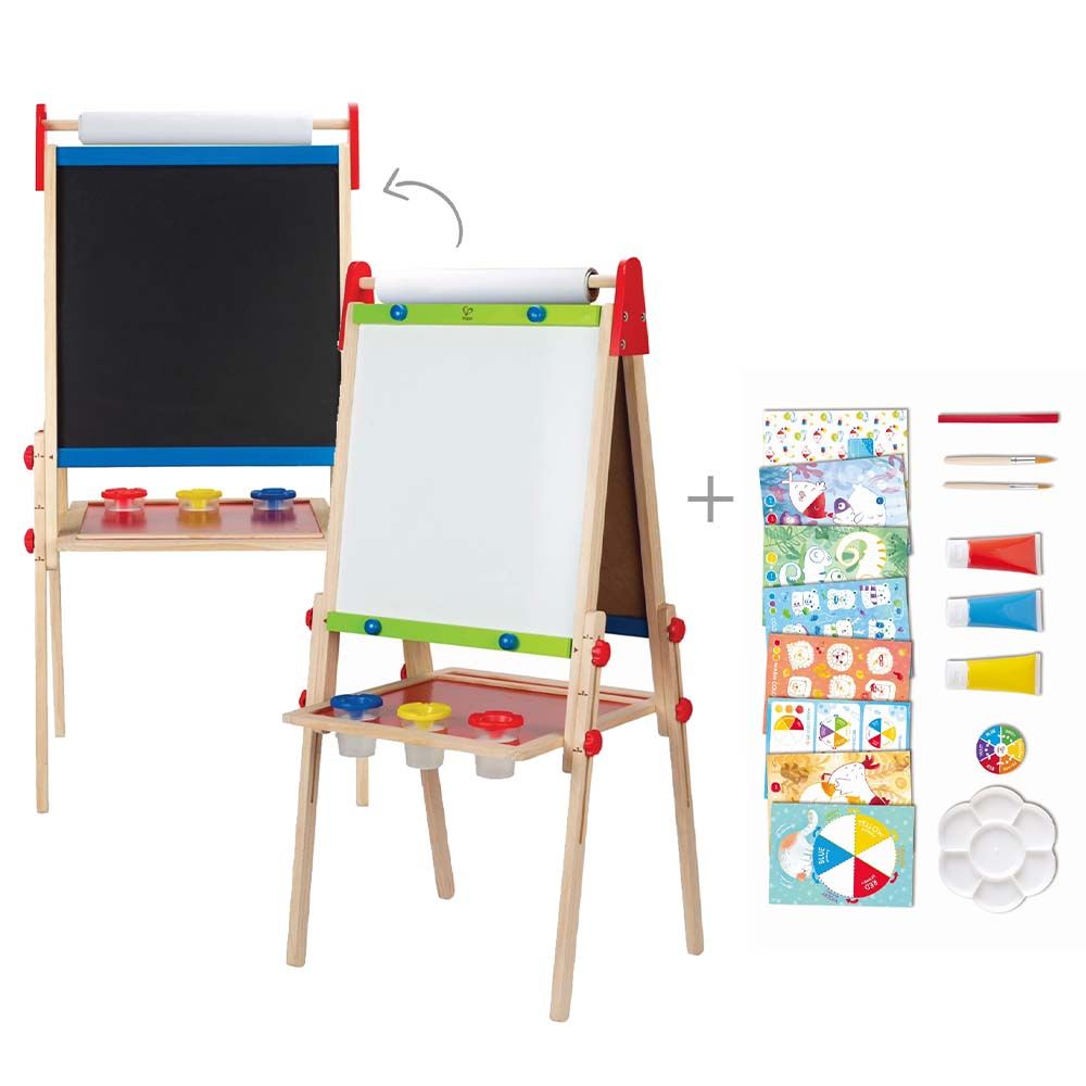 Hape - All-in-1 Magnetic Wooden Easel W/ Colour Mix Painting Set 29pcs