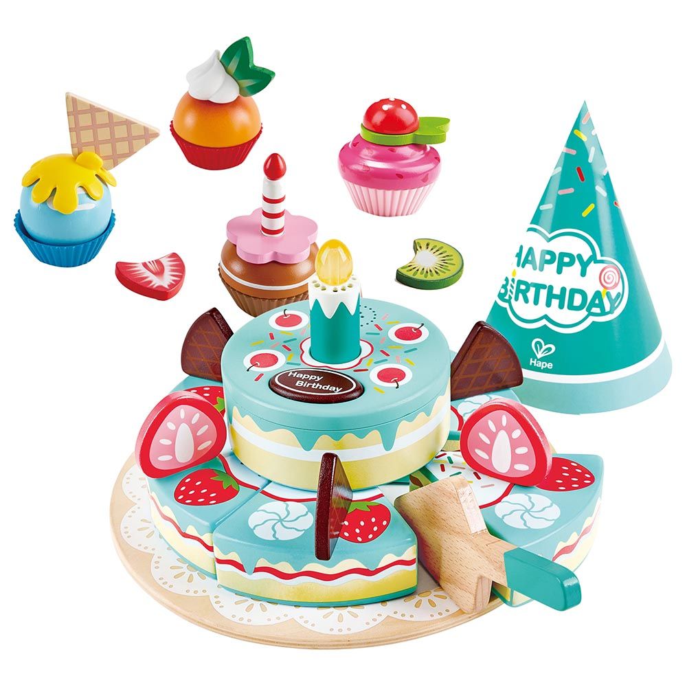 Hape - Interactive Happy Birthday Cake And Cupcakes - 20pcs