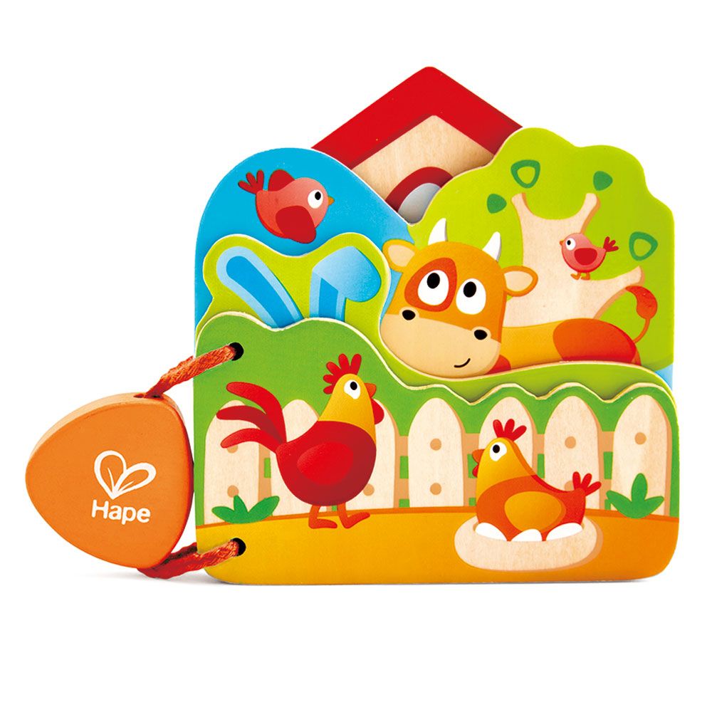 Hape - Baby's Farm Animal Book - Peek-a-boo book