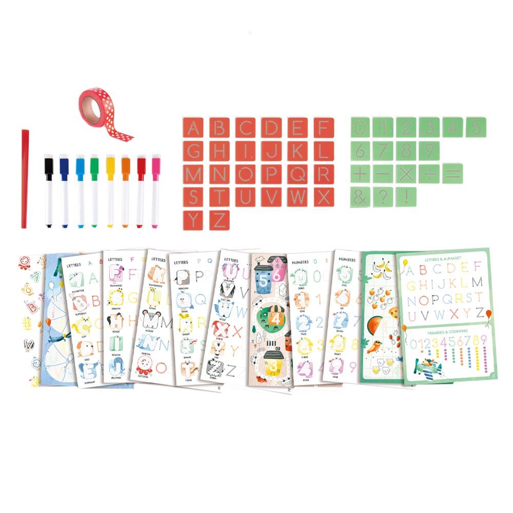 Hape - Letters And Numbers Tracing Arts & Craft Set - 66pcs