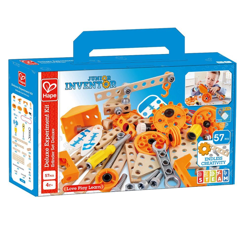 Hape - Junior Inventor Deluxe Experiment Construction Kit - 57pcs