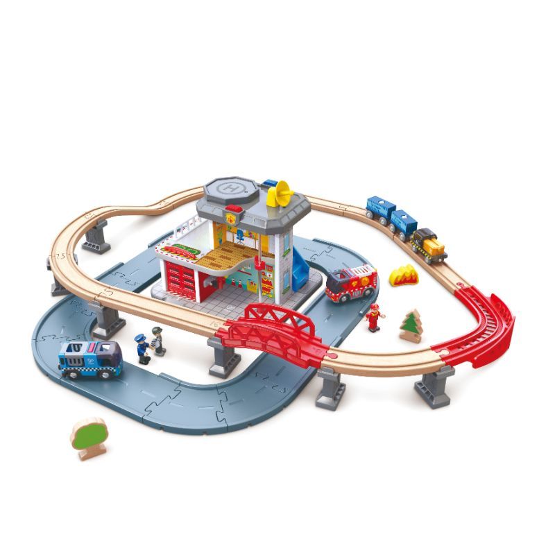 Hape - Emergency Services HQ Railway Playset - 41pcs