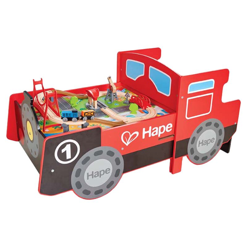 Hape - Ride-On Engine Wooden Railway Set Play Table - 32pcs