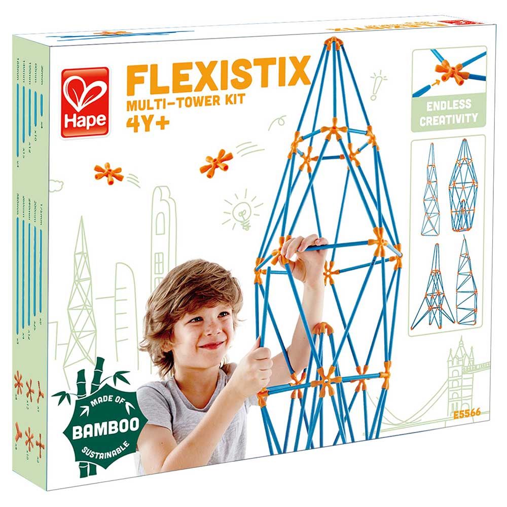 Hape - Flexistix Multi-Tower Bamboo Construction Kit - 132pcs