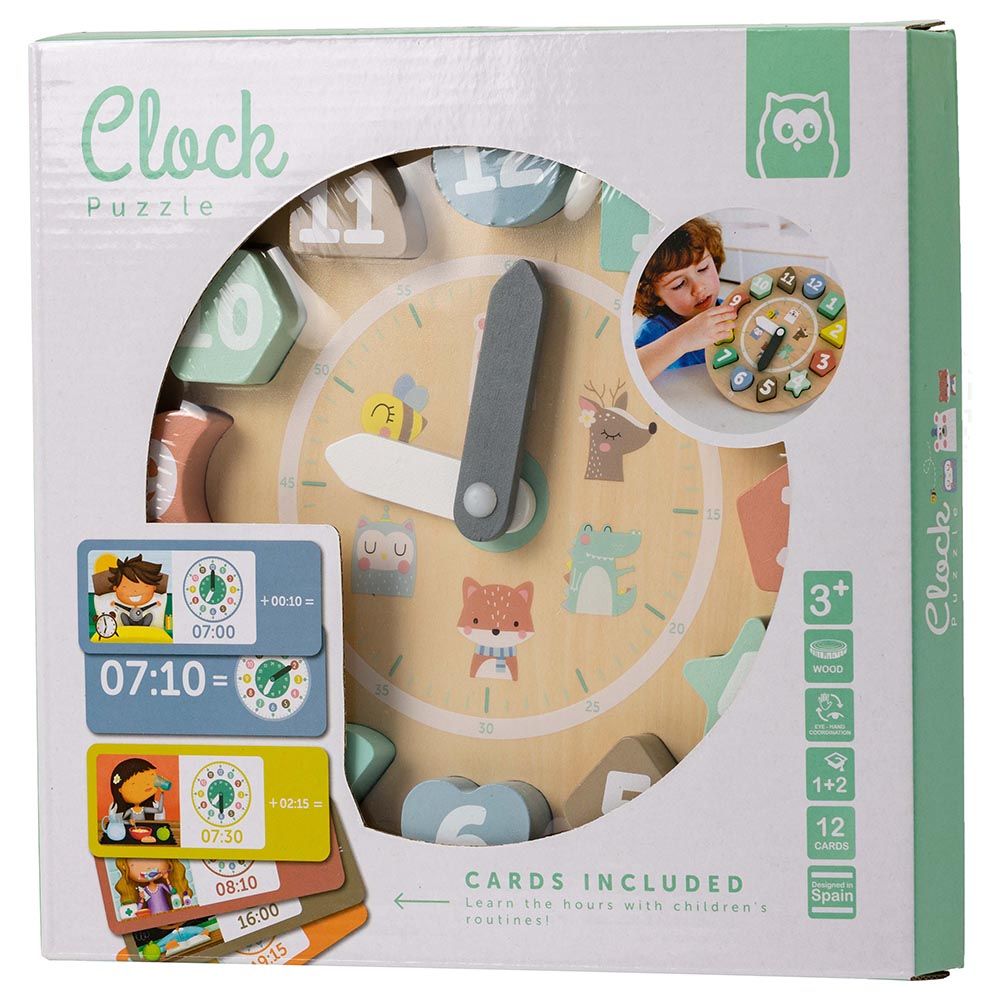 Eurekakids - Wooden Clock Puzzle With Activity Cards