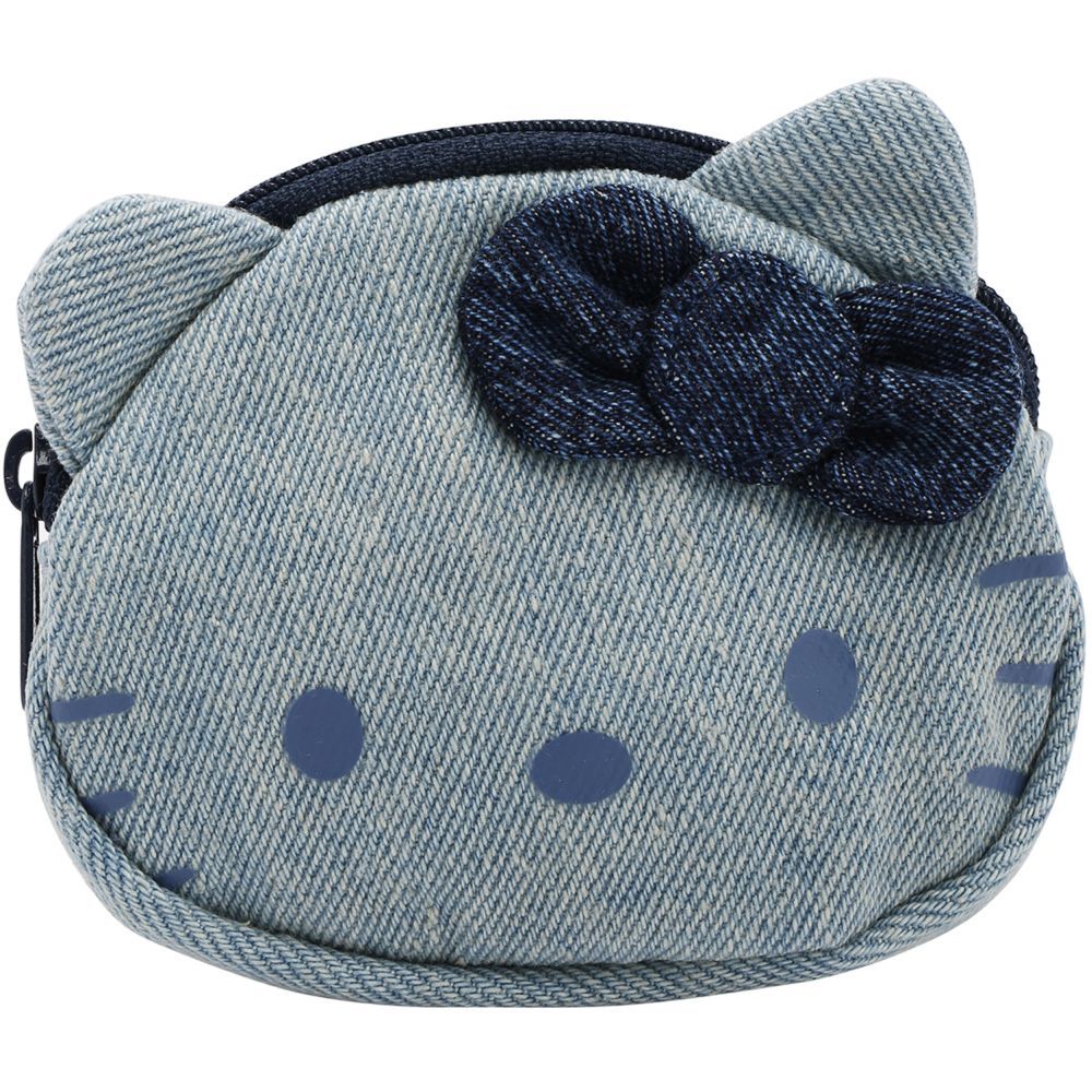 Hello Kitty - D-Cut Zip Closure Denim Coin Purse Light Blue