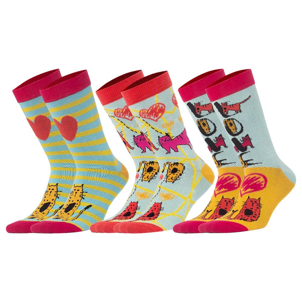 BiggDesign - Cats Print Socks Set - 3pcs