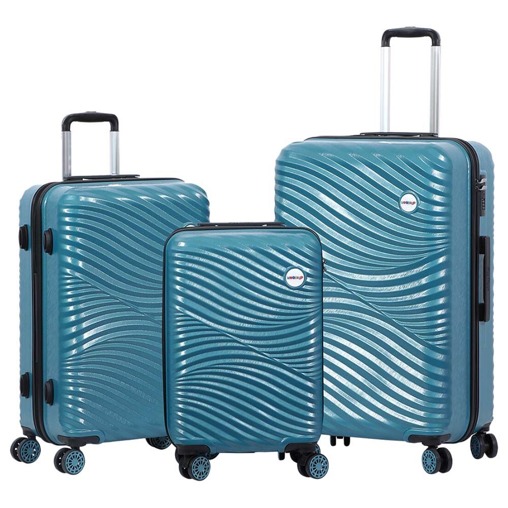 BiggDesign - Moods Up Hard Luggage Sets w/ Spinner Wheels Steel - 3pcs - Blue