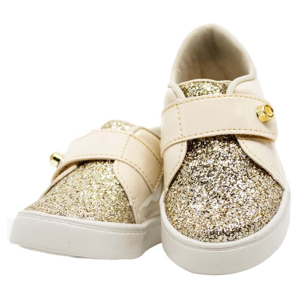 Pimpolho - Velcro Glitter Tennis Sneaker - Beige