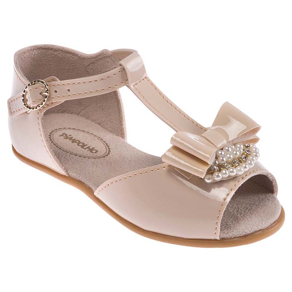 Pimpolho - Bow Peep-Toe T-Strap Sandal - Beige