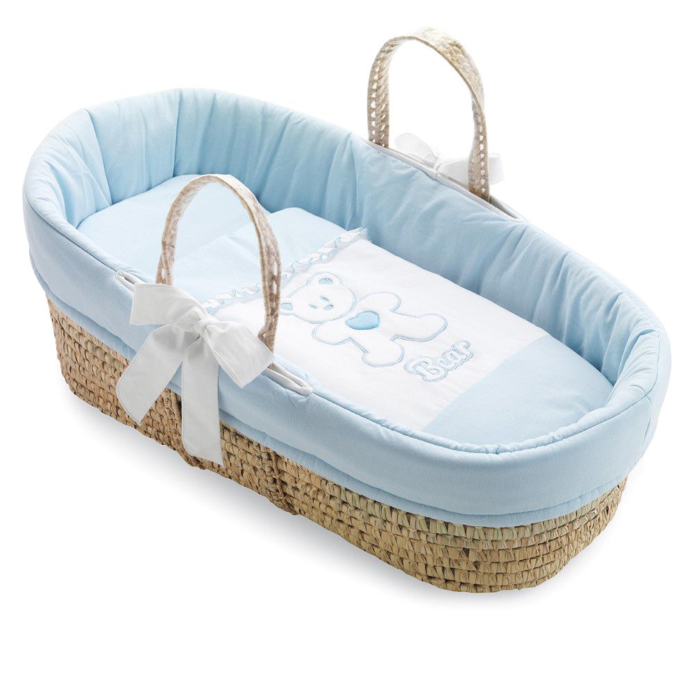 Pali - Moses Basket Complete Set - Loving Bear Light Blue