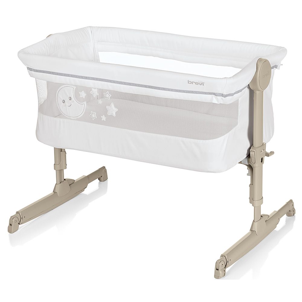 Brevi - Nanna Oh Rocking Bedside Crib - White Grey