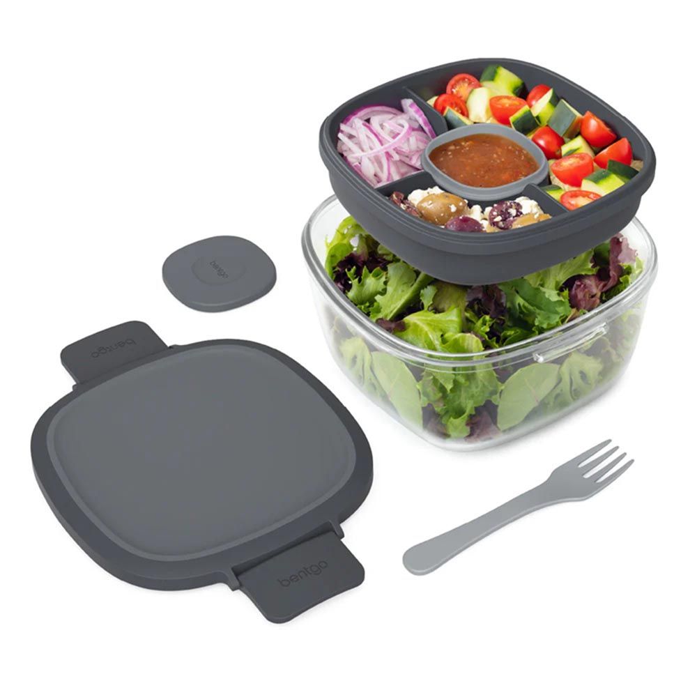 Bentgo - Glass All - in - One Salad Container - Dark Gray