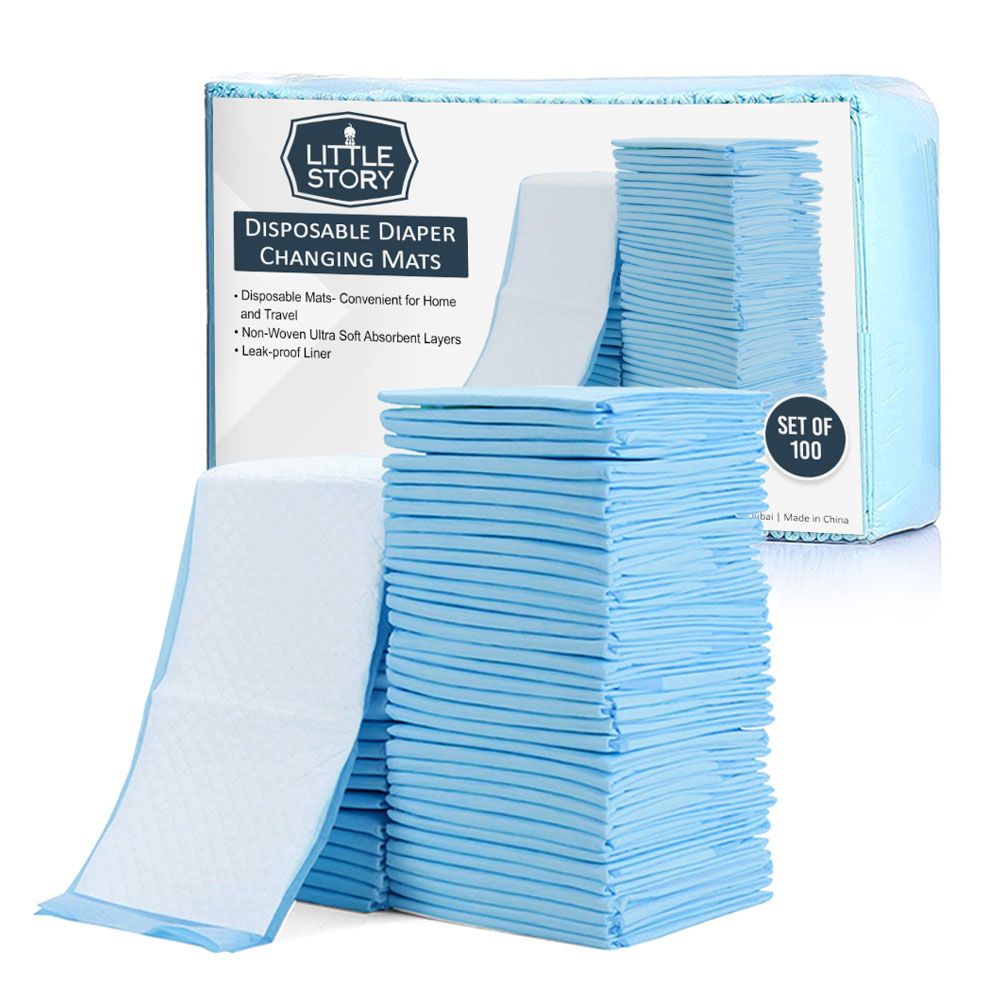 Little Story - Disposable Diaper Changing Mats 100Pcs - Blue