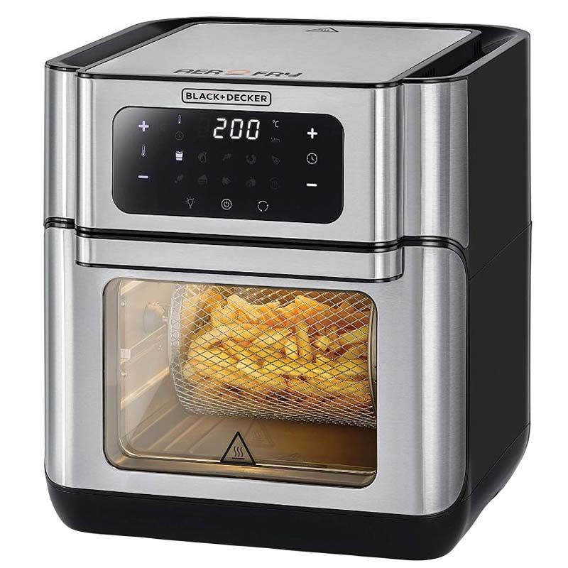 Black+Decker Oven Aerofry Air Fryer 10-in-1, 12L - Silver