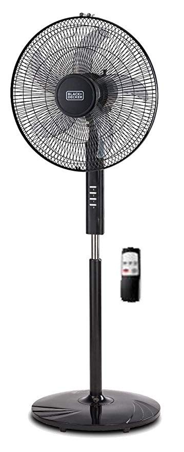 Black+Decker - 16" Pedestal Stand Fan with Remote - Black