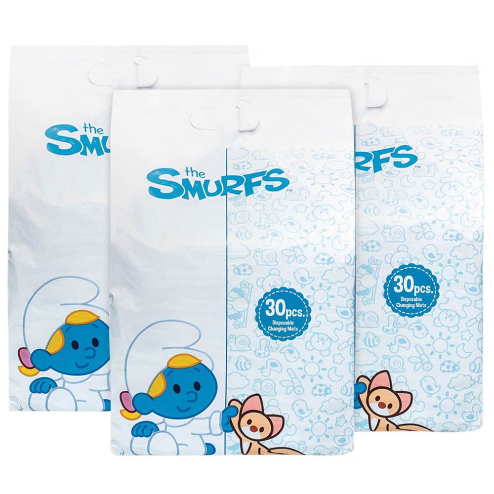 Smurf - Polybag of 30 Disposable Changing Mats, 90pcs. (Pack of 3)