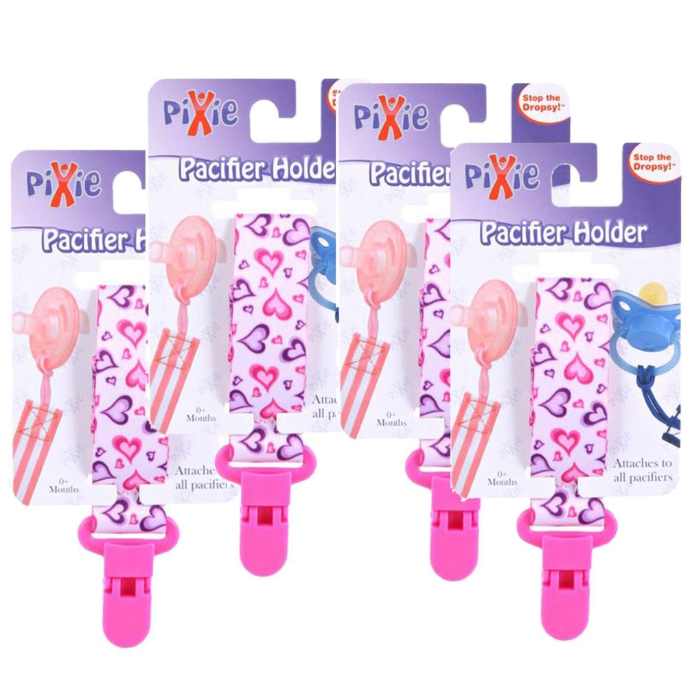 Pixie - Pacifier Holder Heart Print (Pack of 4)