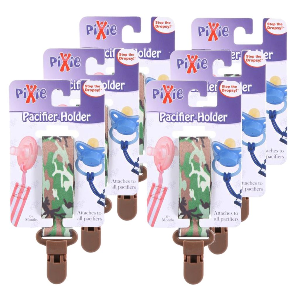 Pixie - Pacifier Holder Army Print (Pack of 6)