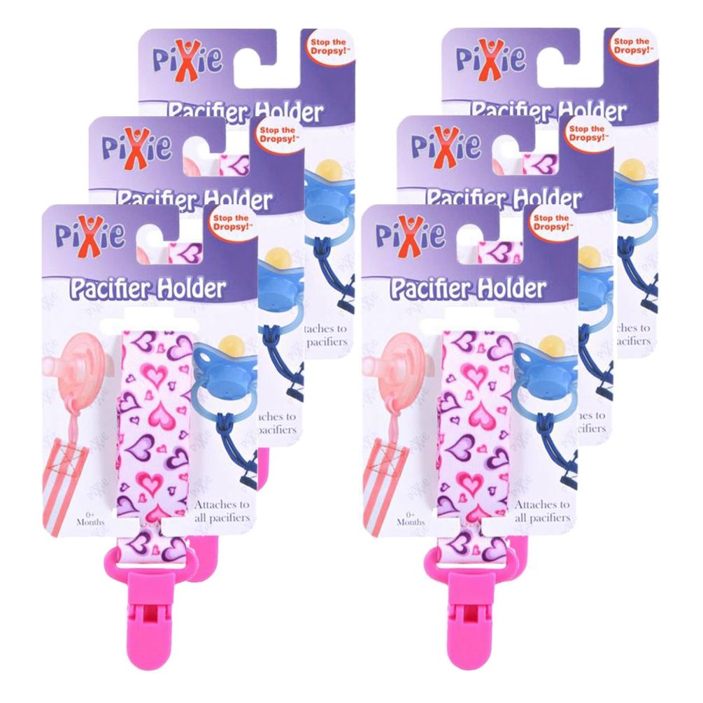 Pixie - Pacifier Holder Heart Print (Pack of 6)