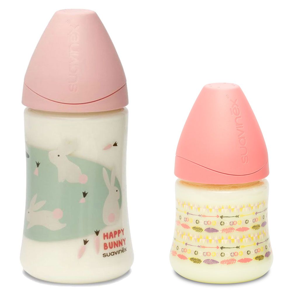 Suavinex - Indian Feeding Bottle - Pink 150ml + 270ml