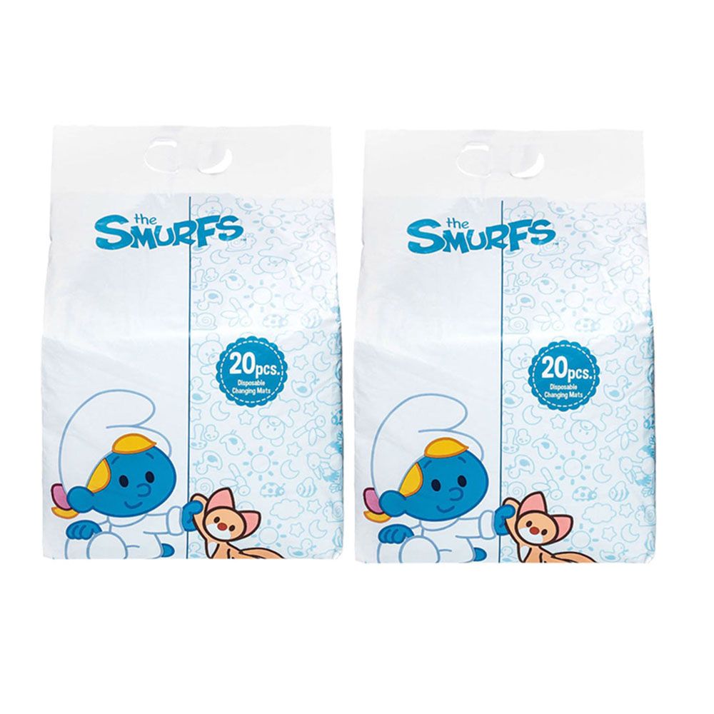 Smurf - Disposable Changing Mats, Polybag 20pcs. (Bundle of 2)