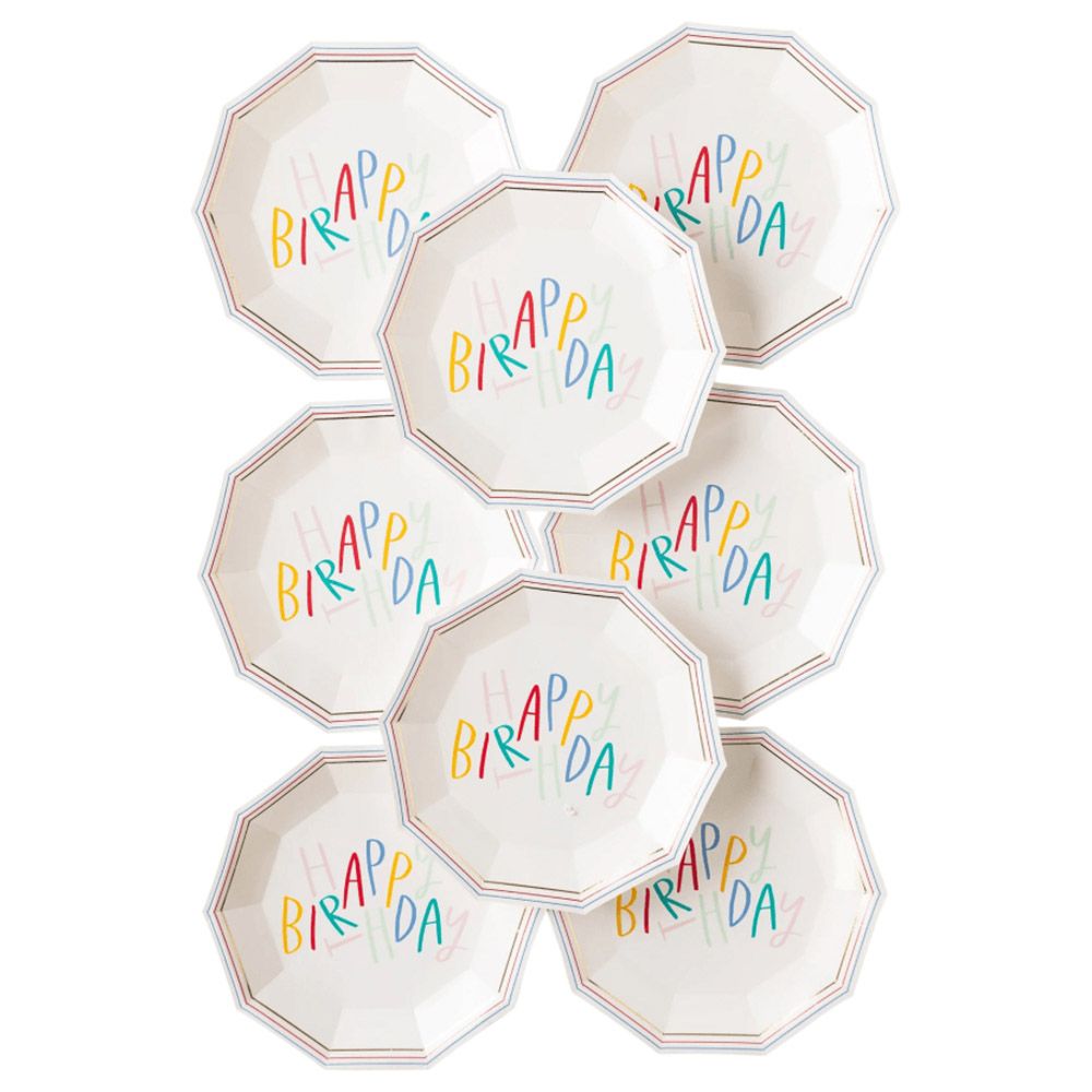 My Mind's Eye - Oui Party Birthday Hexagon Paper Plates - 8pcs