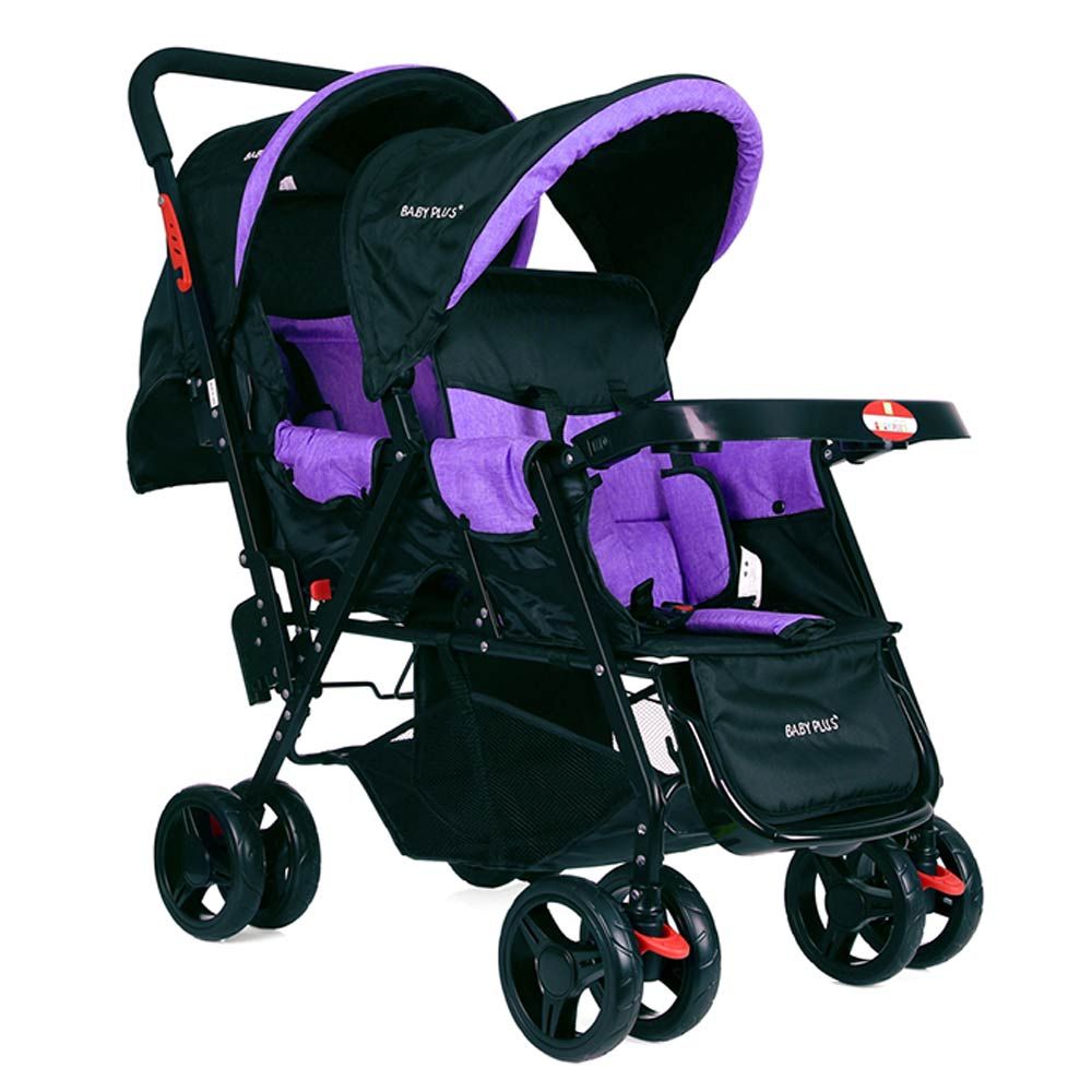 Baby Plus - Twin Stroller With Reclining Seat - Purple